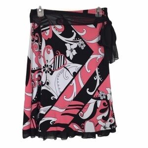 Wrapper Line A Patterned Loose Skirt M